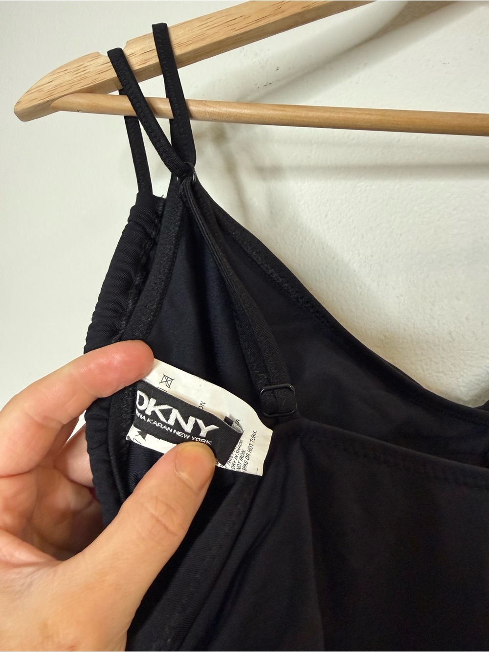 DKNY Ruched Sides Double Layer Top Slimming Black one piece size 14 - Picture 6 of 8